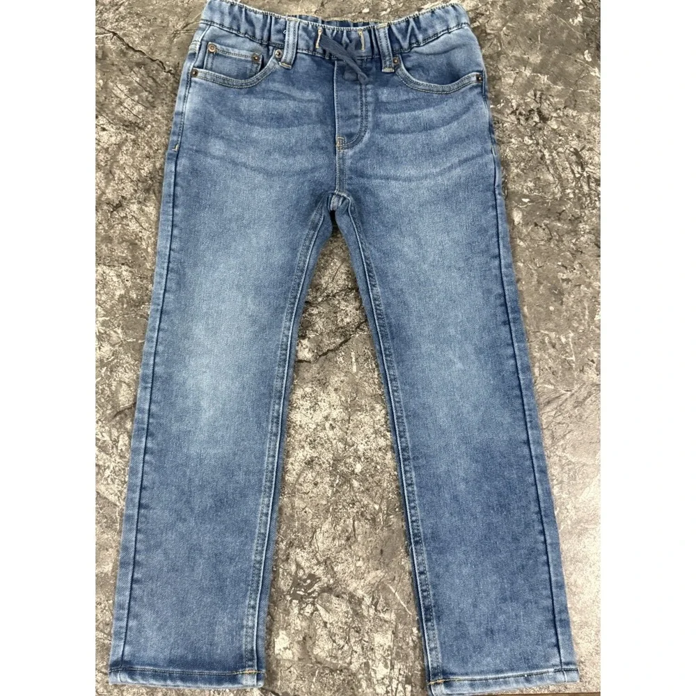 Lucky Brand Girls Pull On Elastic Tie Waist Jeans Stretch Straight Sz 7